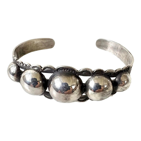 Pulsera de puño Navajo de plata de ley vintage, de Fred Harvey
