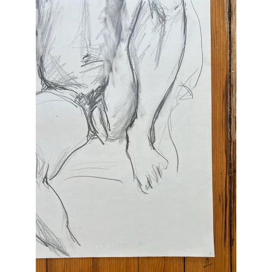 Barbara Beck Figurative Nude Charcoal Sketch on Paper 1970s