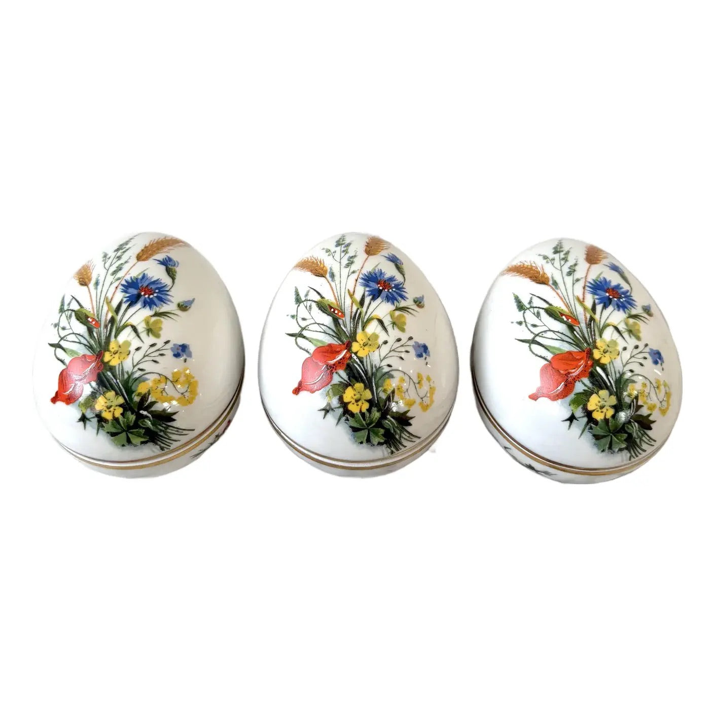Limoges France Hand-painted Porcelain Jewelry or Trinket Box, Set of 3