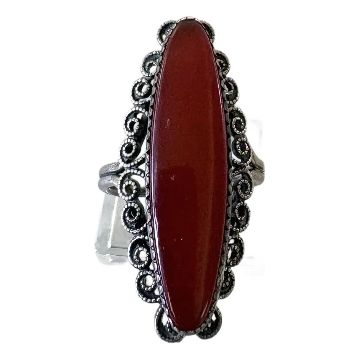 Vintage Sterling Silver and Carnelian Cocktail Ring