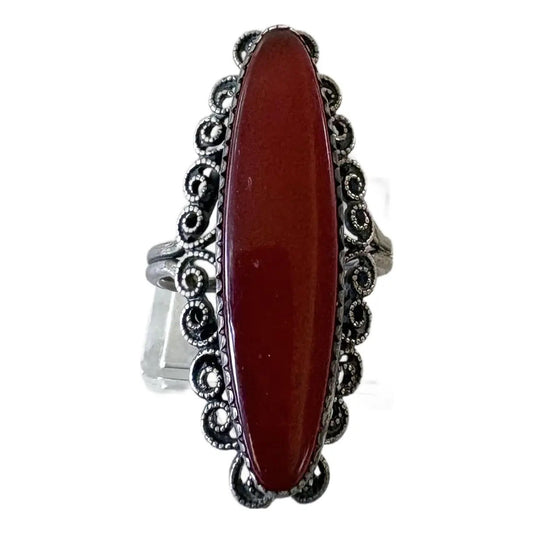 Vintage Sterling Silver and Carnelian Cocktail Ring
