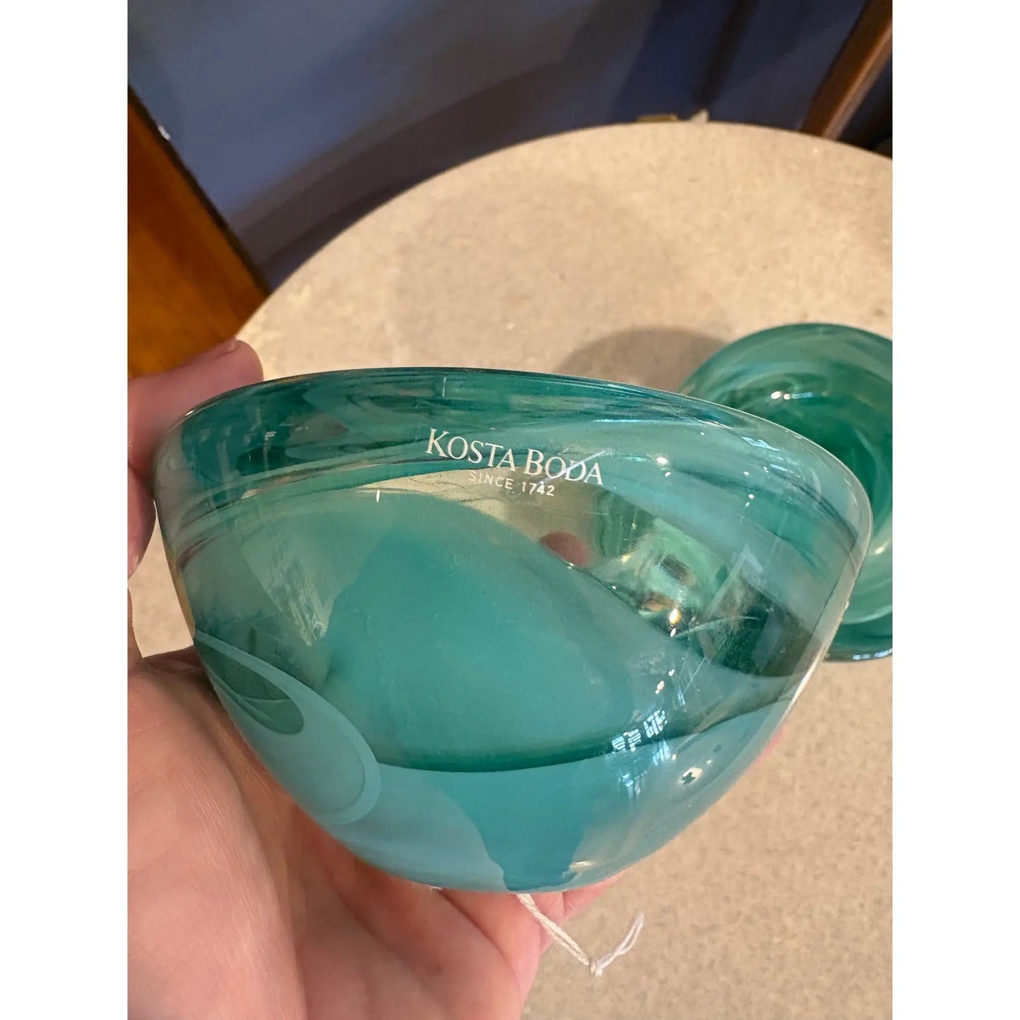 Kosta Boda Vintage Turquoise Glass Candle Votives With Label Still On
