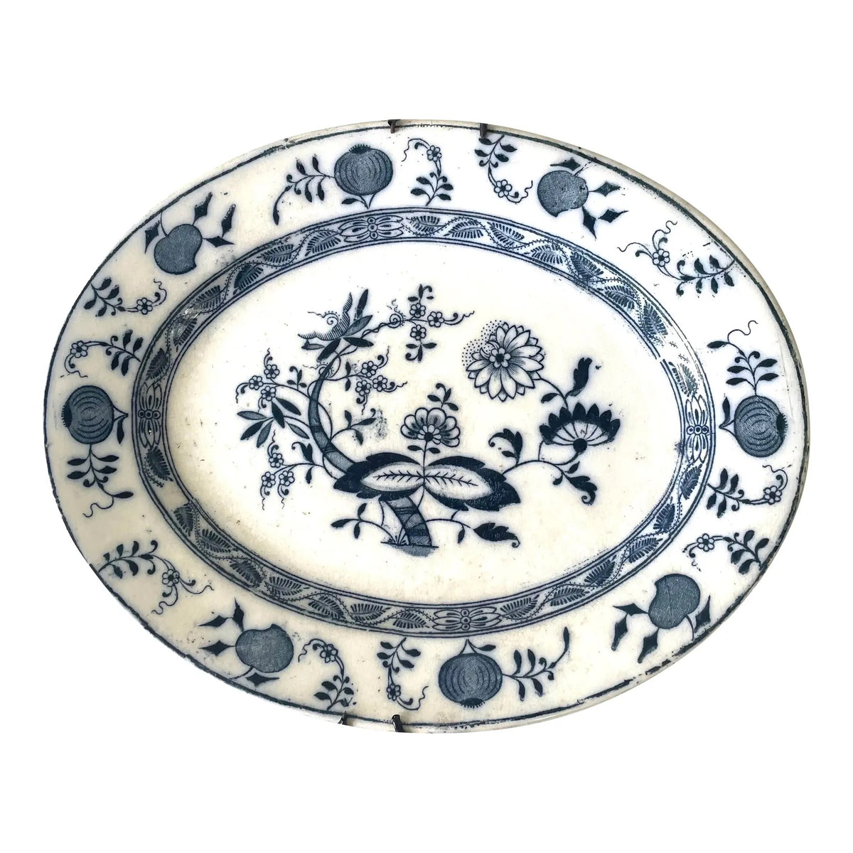 19th Century Blue and White Staffordshire Oval Wall Plate