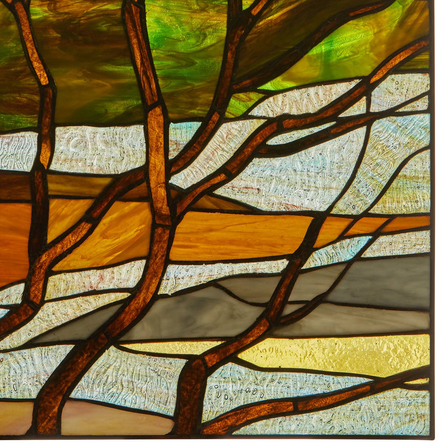 Stained Glass Fall Treescape Window Panel 20"H