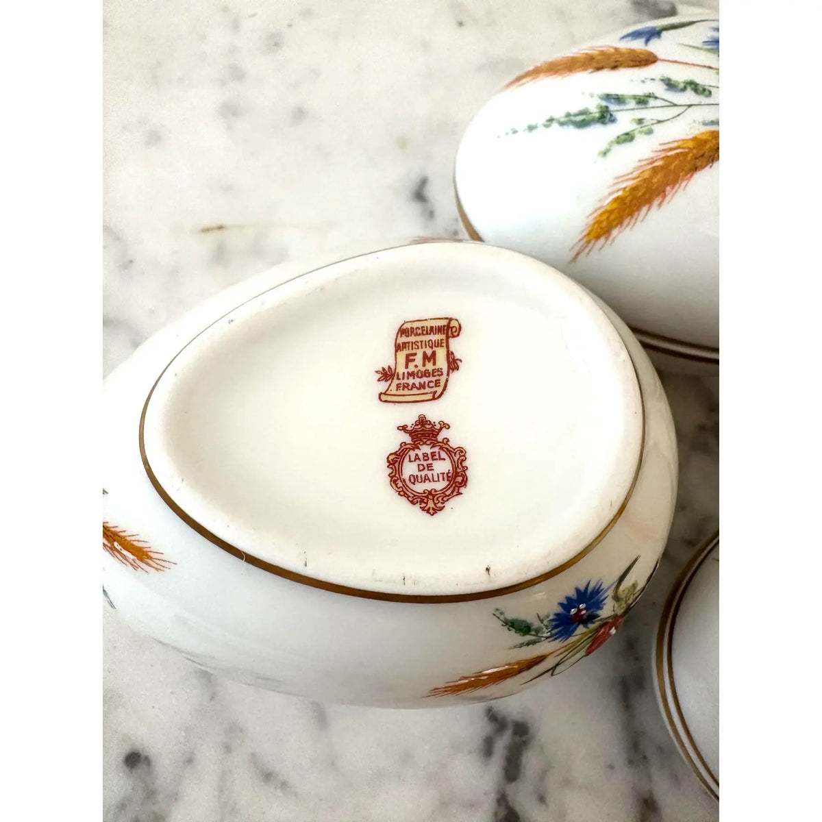 Limoges France Hand-painted Porcelain Jewelry or Trinket Box, Set of 3
