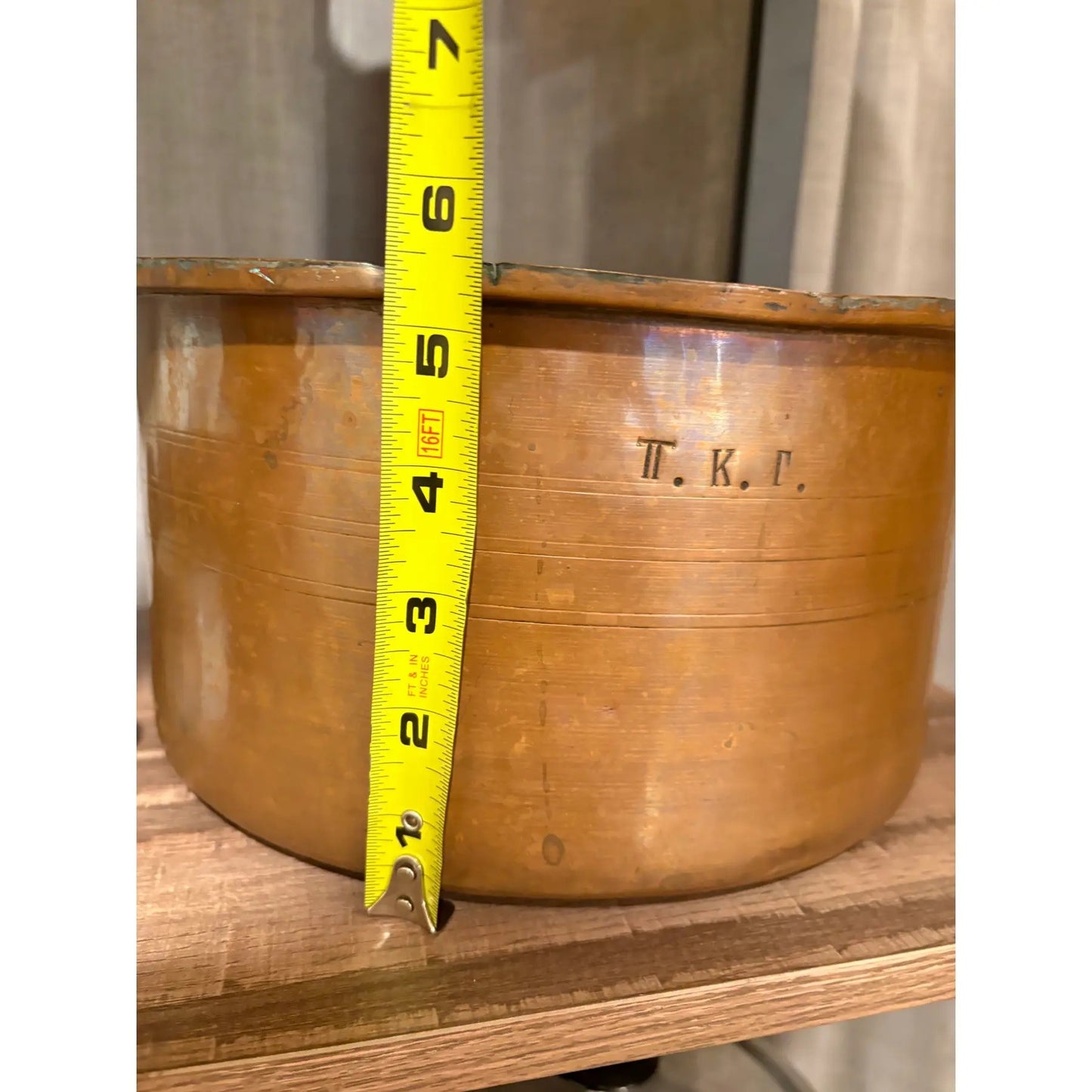 19th Century Copper Pot or Ice Bucket With Greek Fraternity Letters