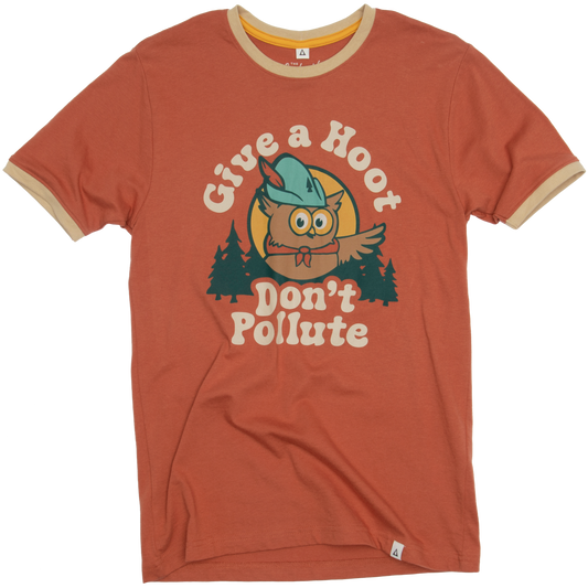 Landmark Project - Give A Hoot Ringer Tee: Spice/Fossil