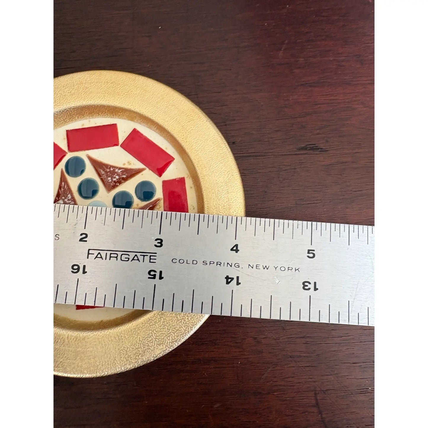 1950s Mid-Century Modern Mosaic, Tile, Coasters, and Gold Medal Base Set of 4
