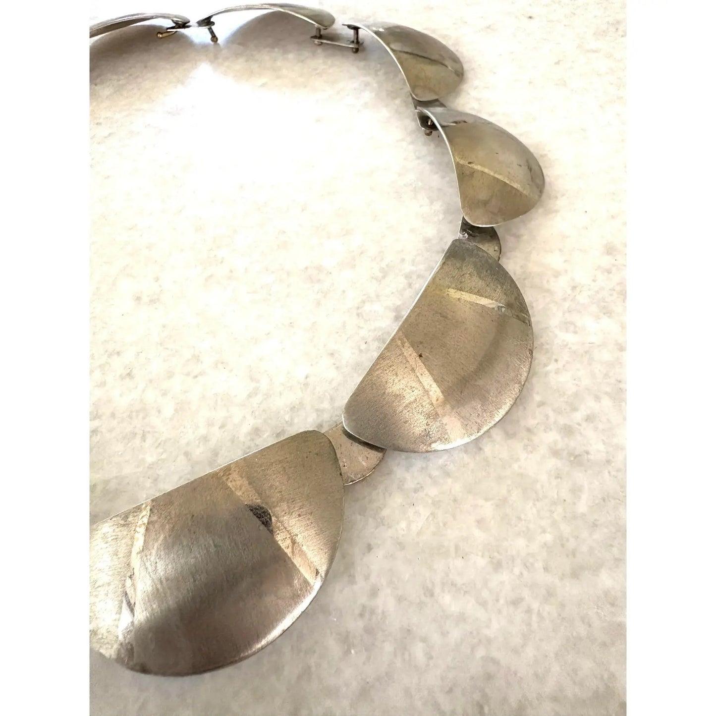18" Chunky 800 Silver Necklace With Half Moon Design