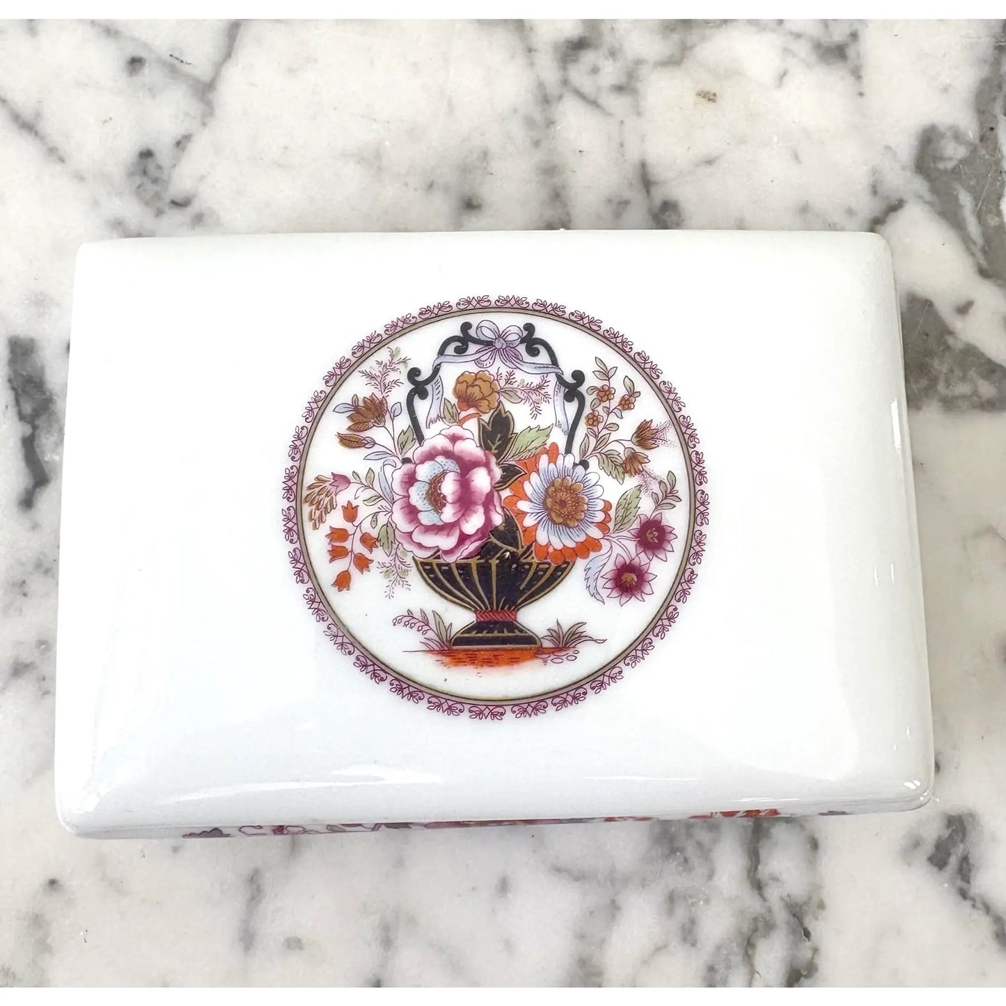 Limoges Francia Joyero/Caja de baratijas de Porcelana Pintada a Mano