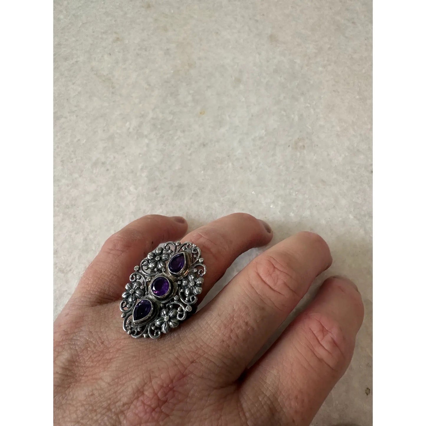 Sterling, Silver and Amethyst Ring