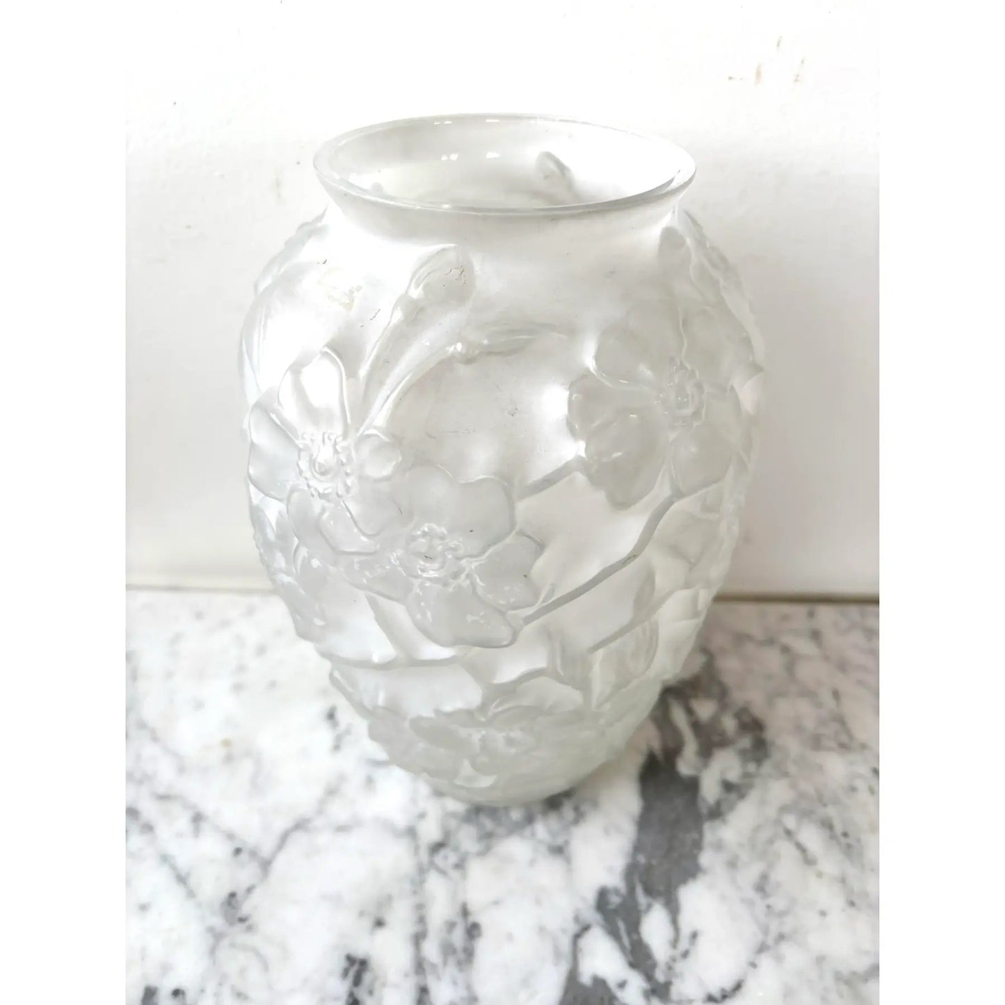 Phoenix Consolidated Frosted & Raised Dogwood Vase