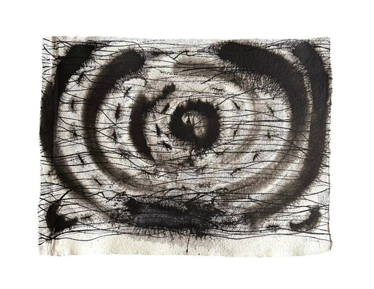 Barbara Beck Mid Century Modern Abstract Black Acrylic Painting on Paper