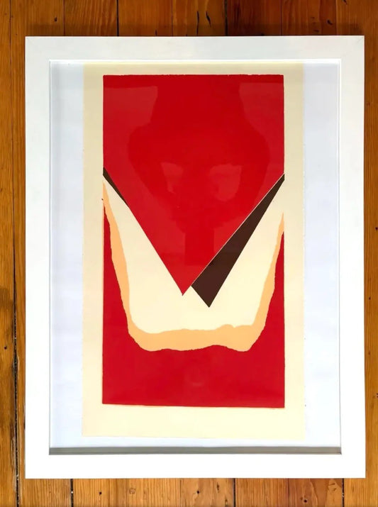 Barbara Beck 1971 Framed Screen Print on Paper in White Wood Frame