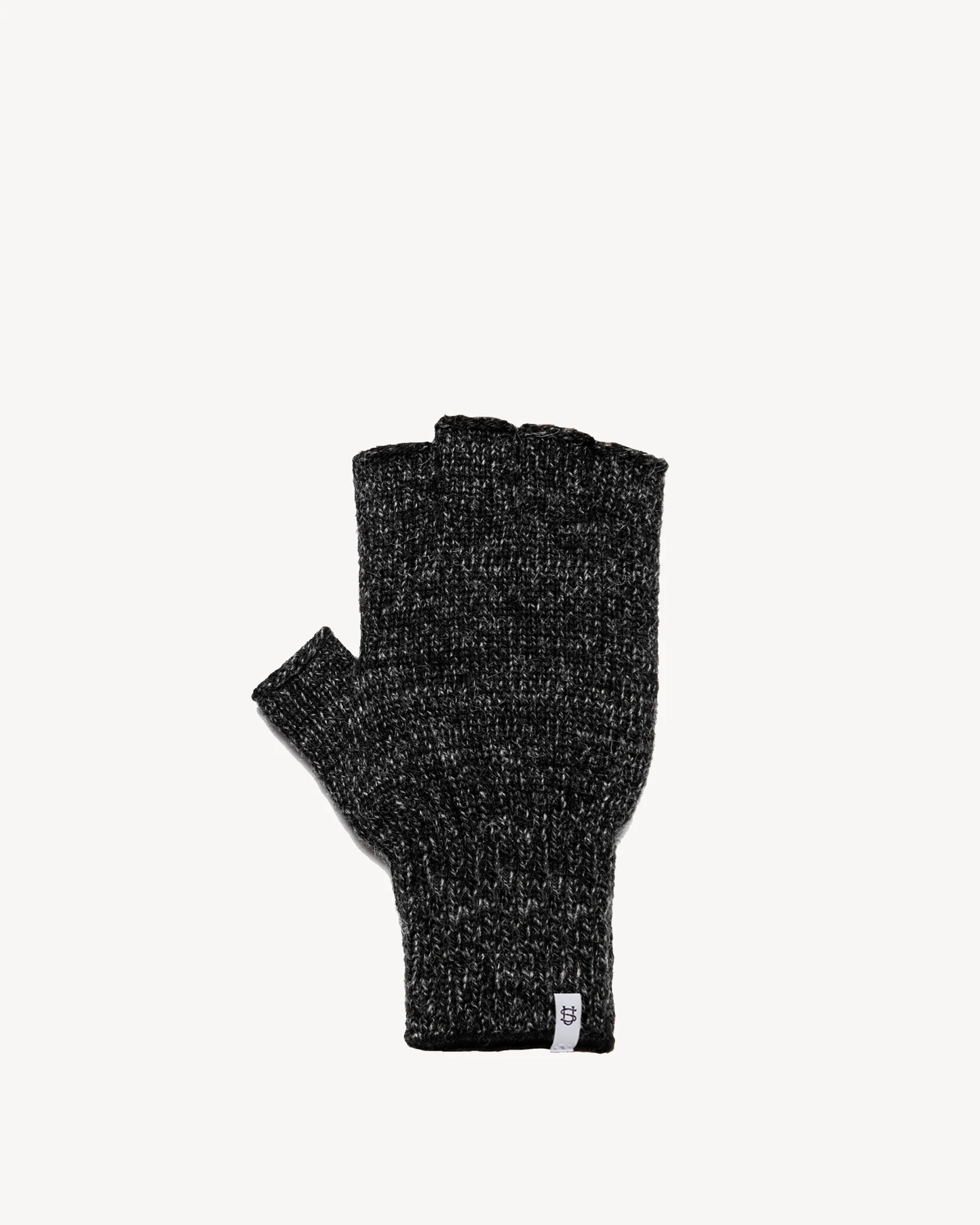 Upstate Stock - Guantes de lana sin dedos Melange negro Ragg