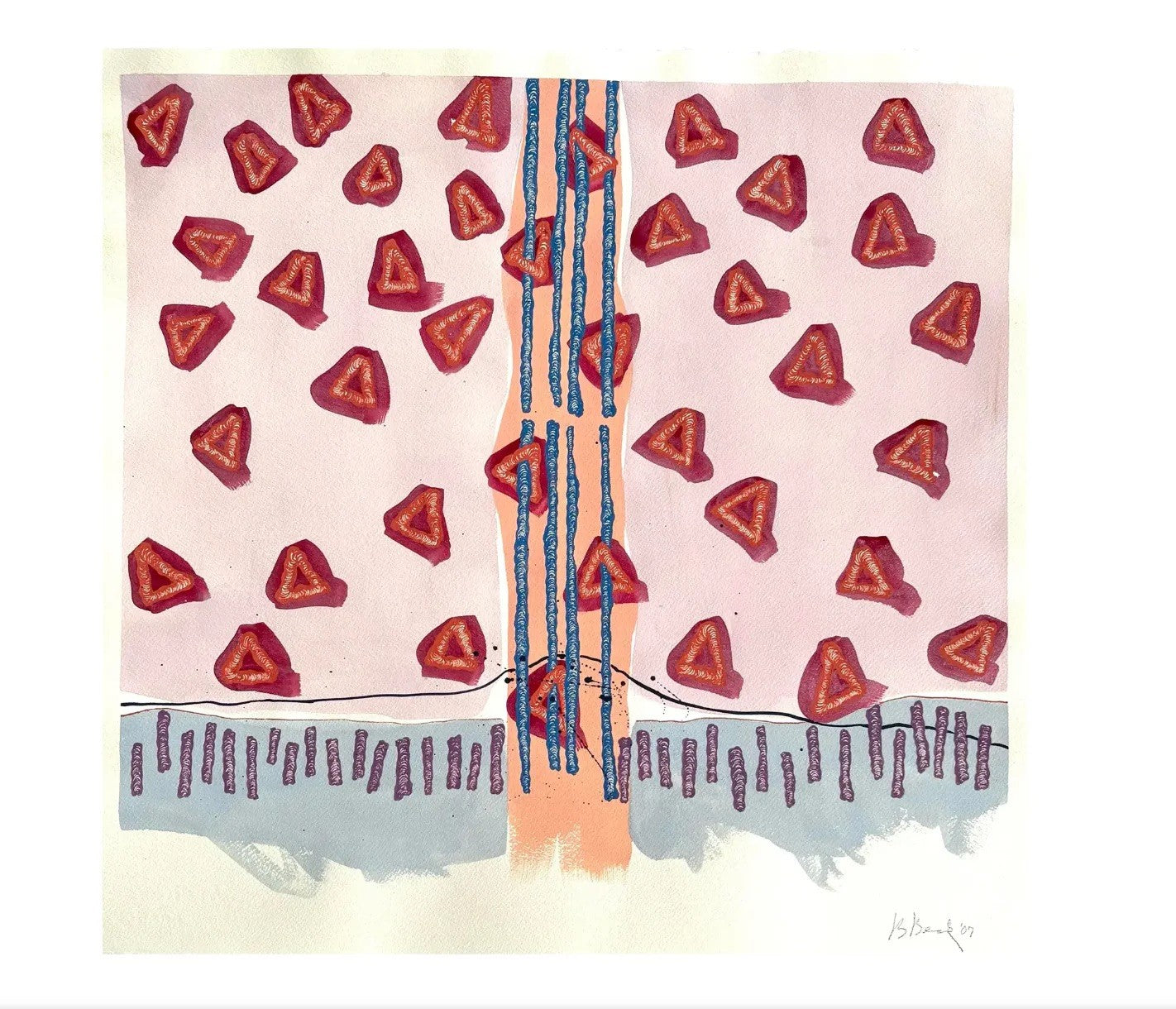 Barbara Beck 2007 Pintura de Acuarela Abstracta sobre Papel