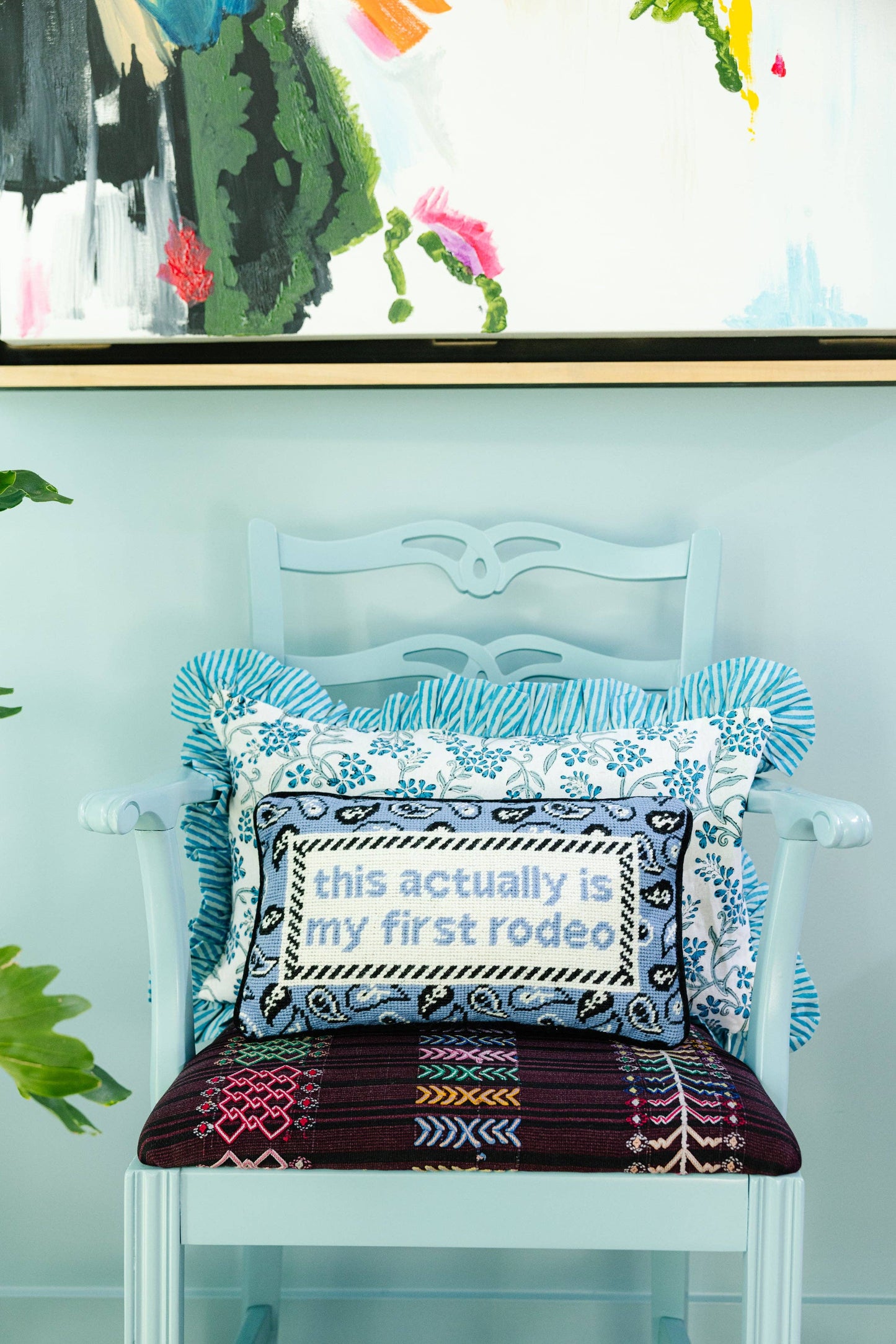 Furbish Studio - Cojín de needlepoint First Rodeo