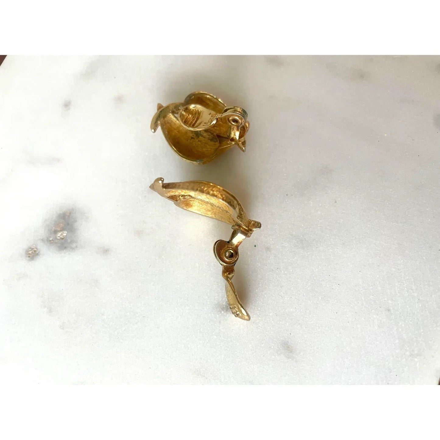 1950s Monet Gold Tone Clip Earrings
