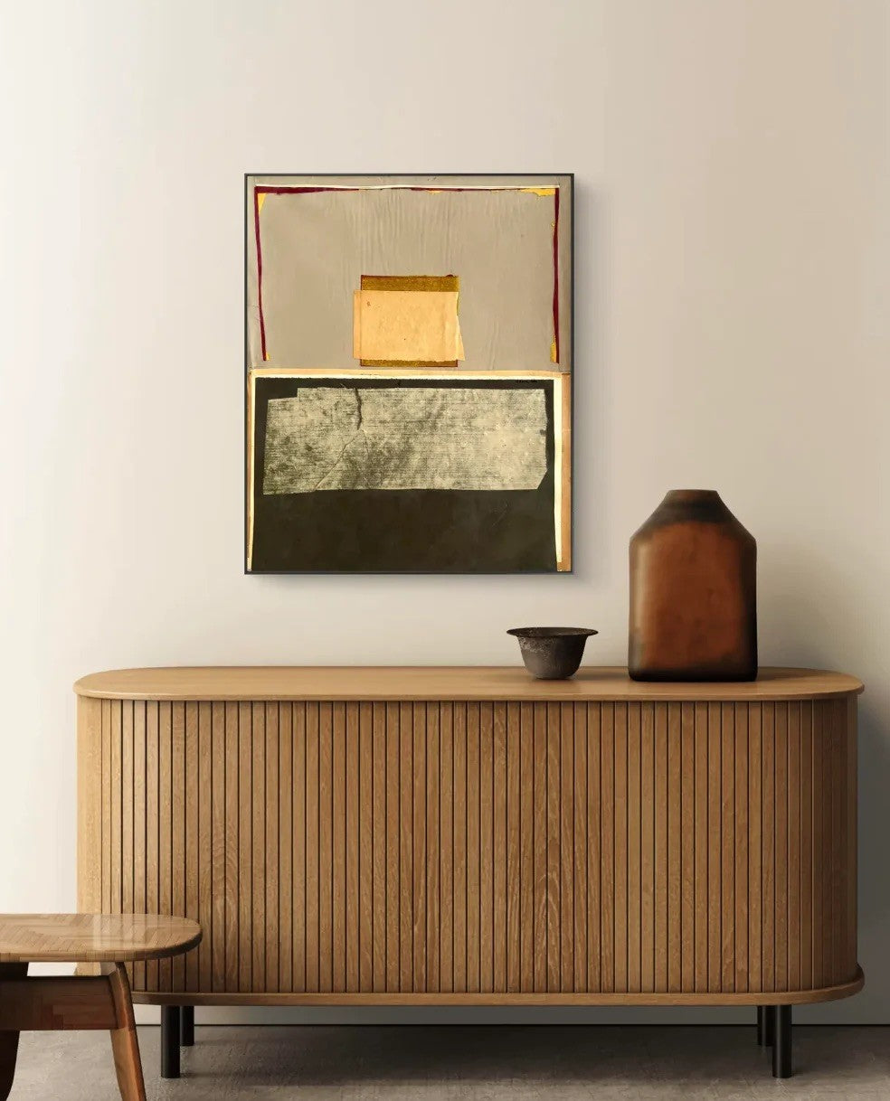 Barbara Beck 1960s Abstract Mixed Medium Paper Construction Art Piece