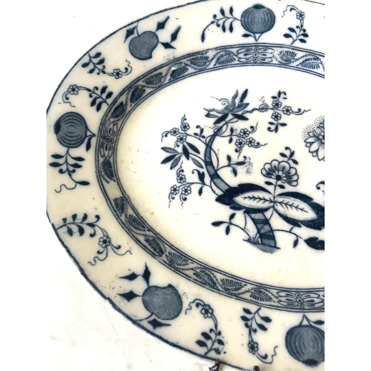 19th Century Blue and White Staffordshire Oval Wall Plate