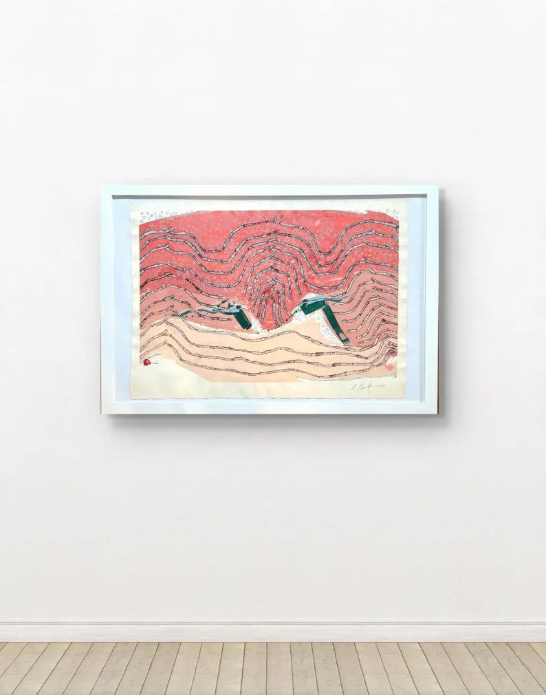 Barbara Beck 1998 Framed Abstract Painting on Paper