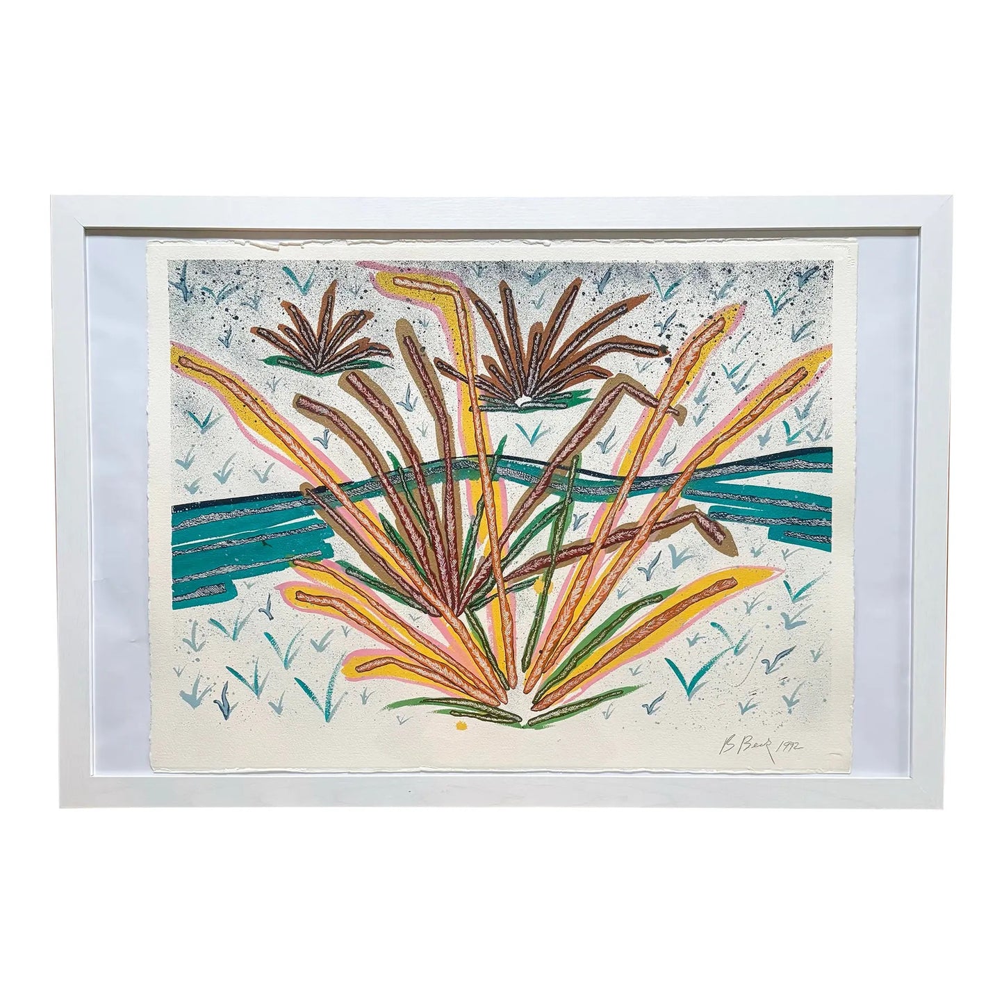 Barbara Beck 1992 Watercolor, 38 x 26  Inches, Framed