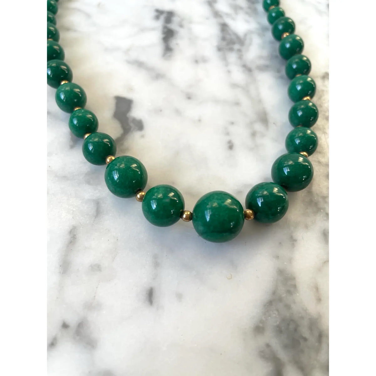 Jade Nephrite and Gold Beaded Necklace