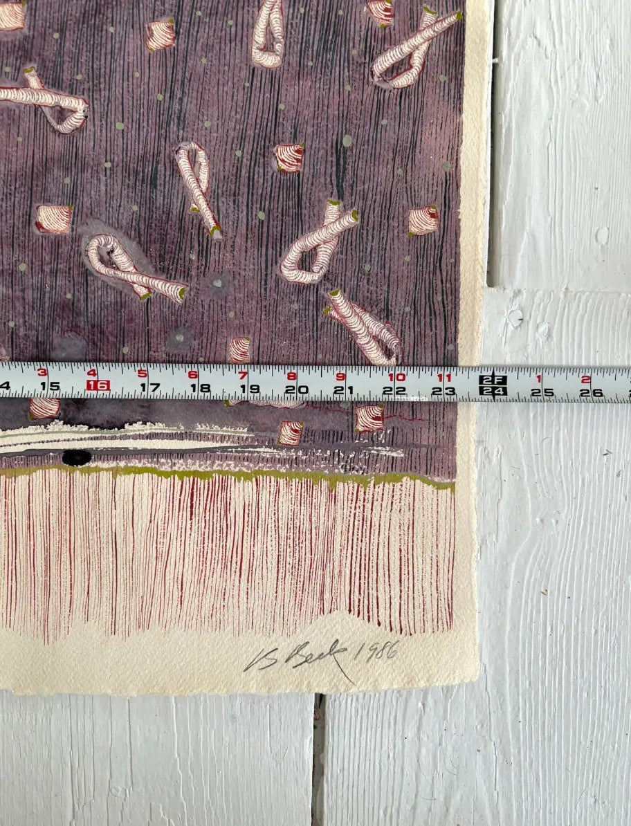 Barbara Beck 1986 Abstract Acrylic Painting on Paper