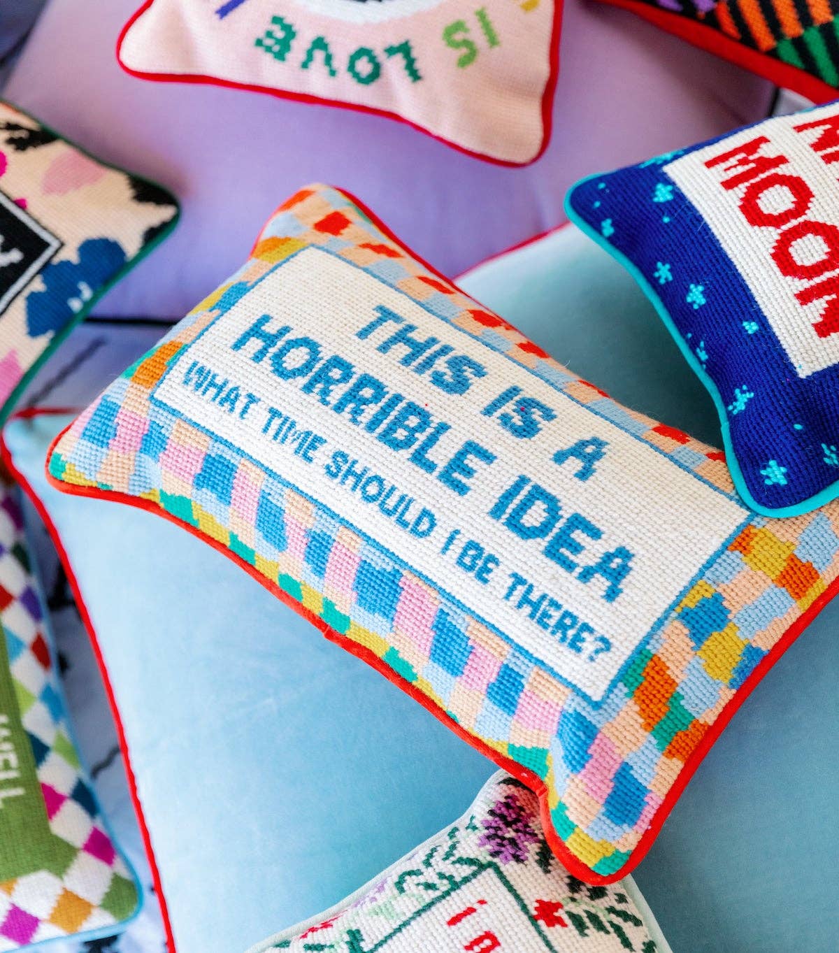 Furbish Studio - Horrible Idea Needlepoint Pillow