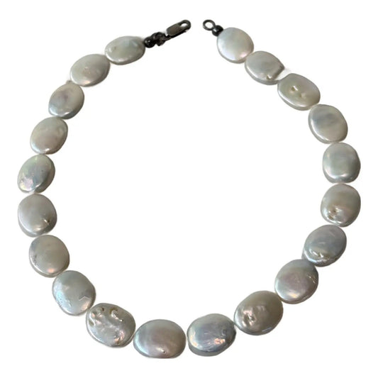 Vintage Pearl Beaded and Sterling Silver Necklace
