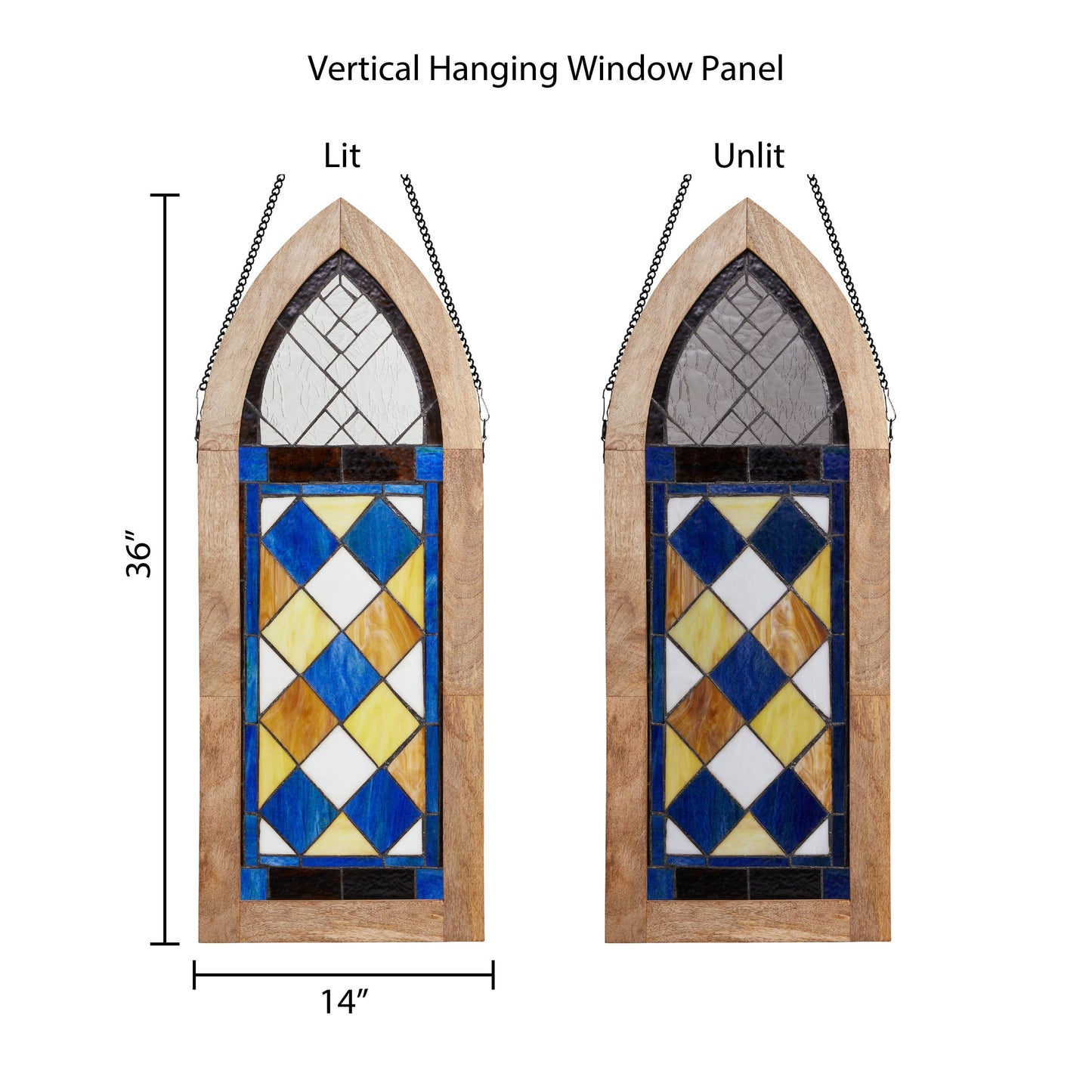 Victorian Style Checkerboard Stained Glass Window Panel