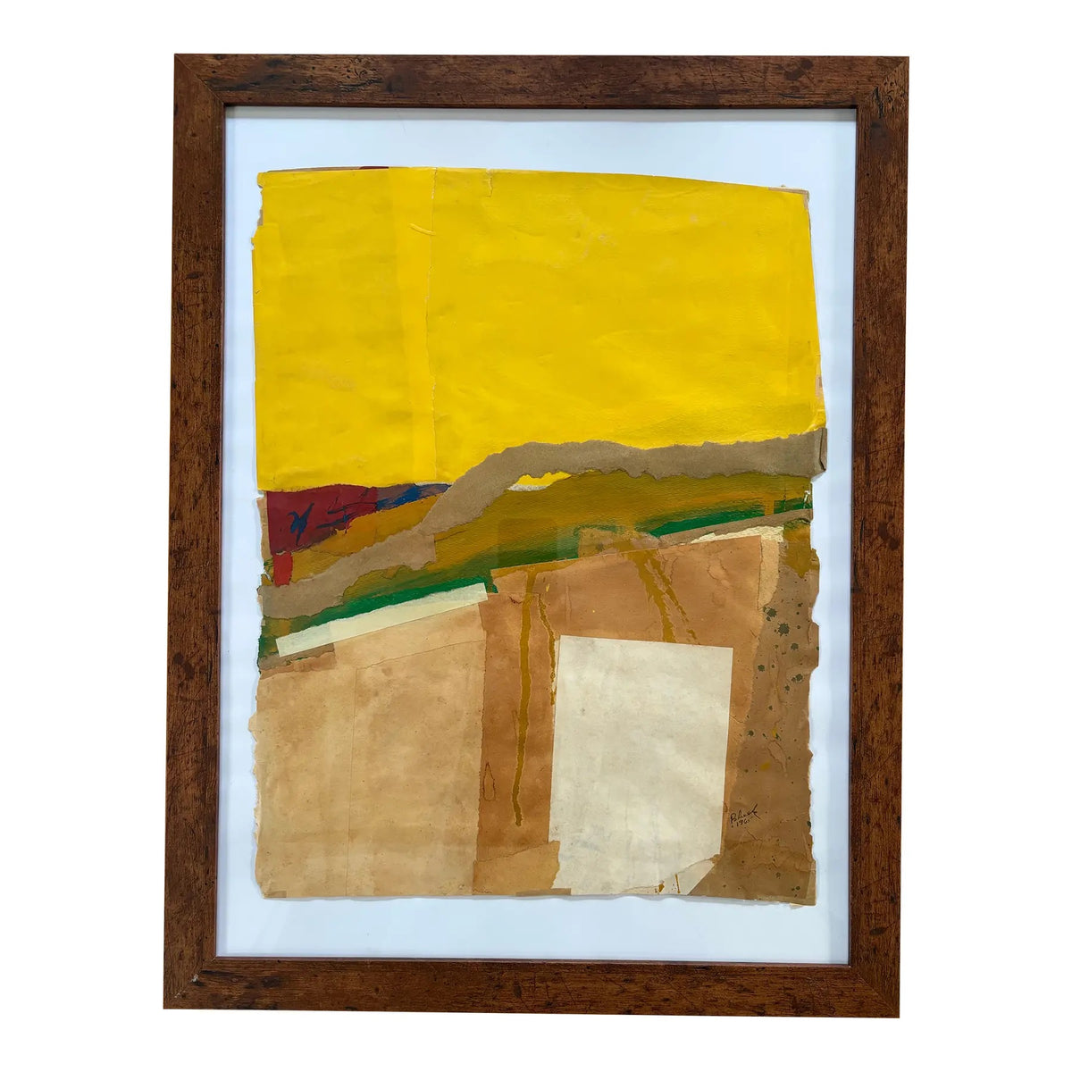 Barbara Beck 1965 Painted Paper Collage, 20 x 26 Inches, Framed