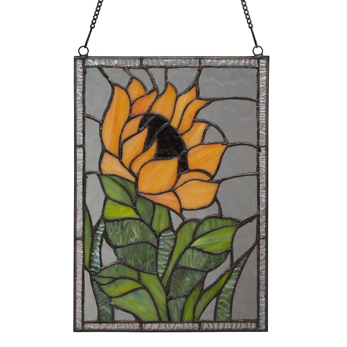 Stained Glass Multicolored Sunflower Window Panel 11.25”H