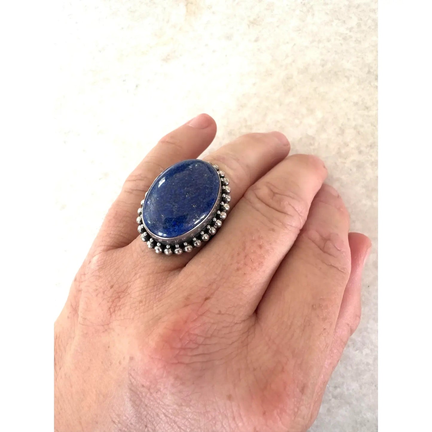 Vintage Lapis Sterling Silver Cocktail Ring