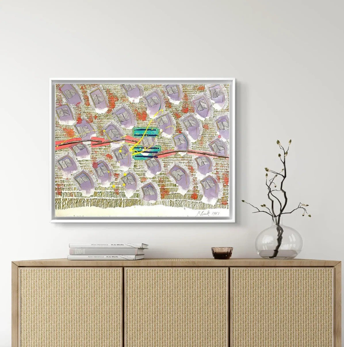 Pintura Acrílica Abstracta sobre Papel Barbara Beck 1989