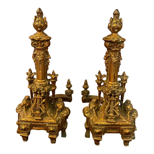19th Century French Bronze Adirons - Pair