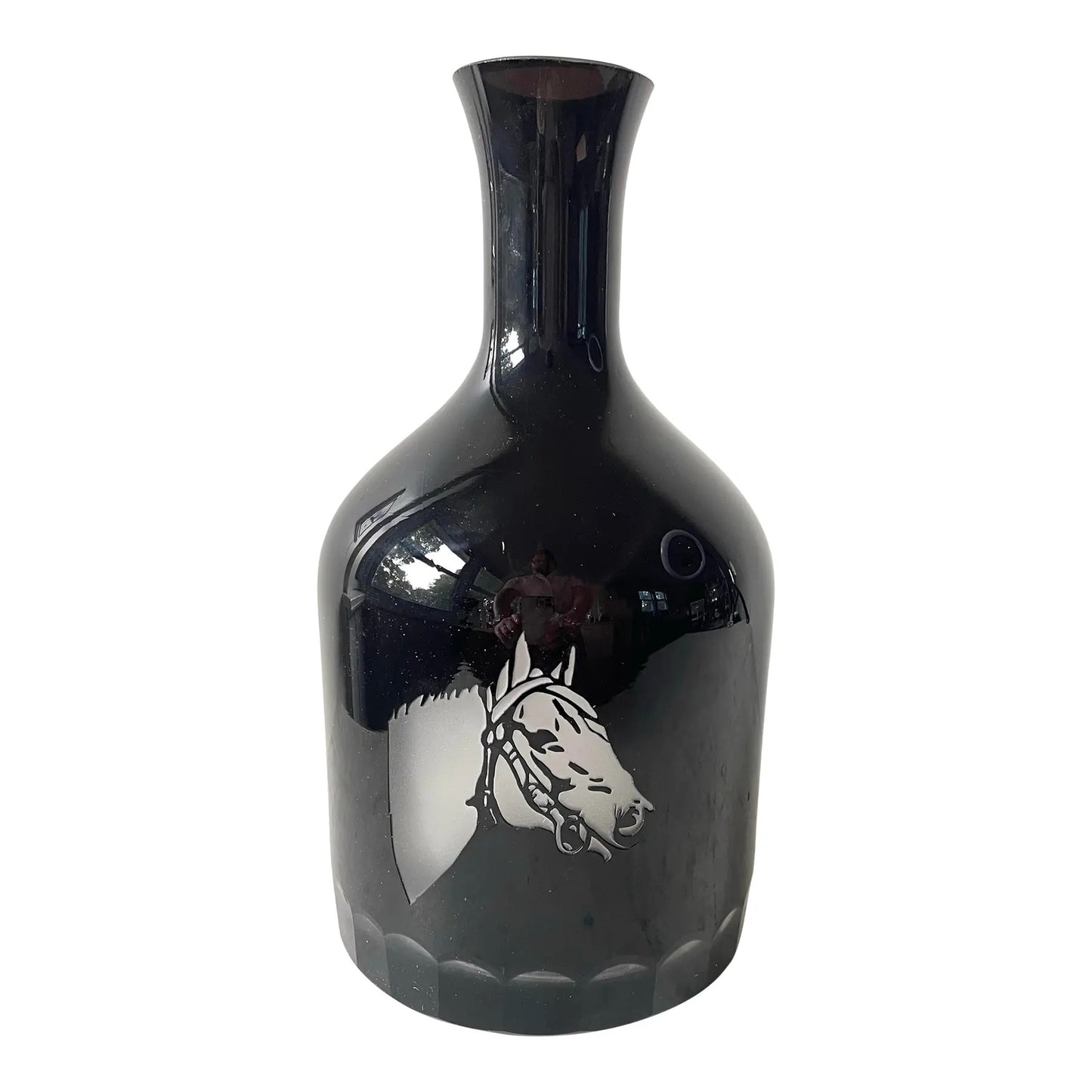 TWO’s Etched Horse Head Black Glass Decanter