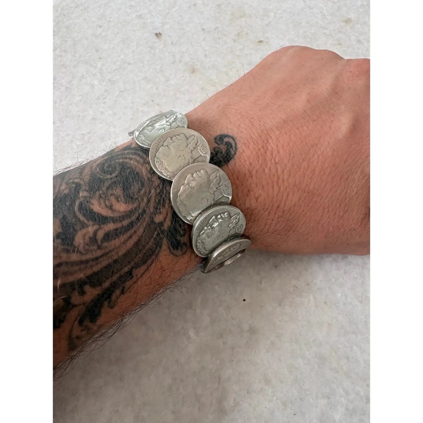 Vintage Buffalo Nickel Coin Cuff Bracelet