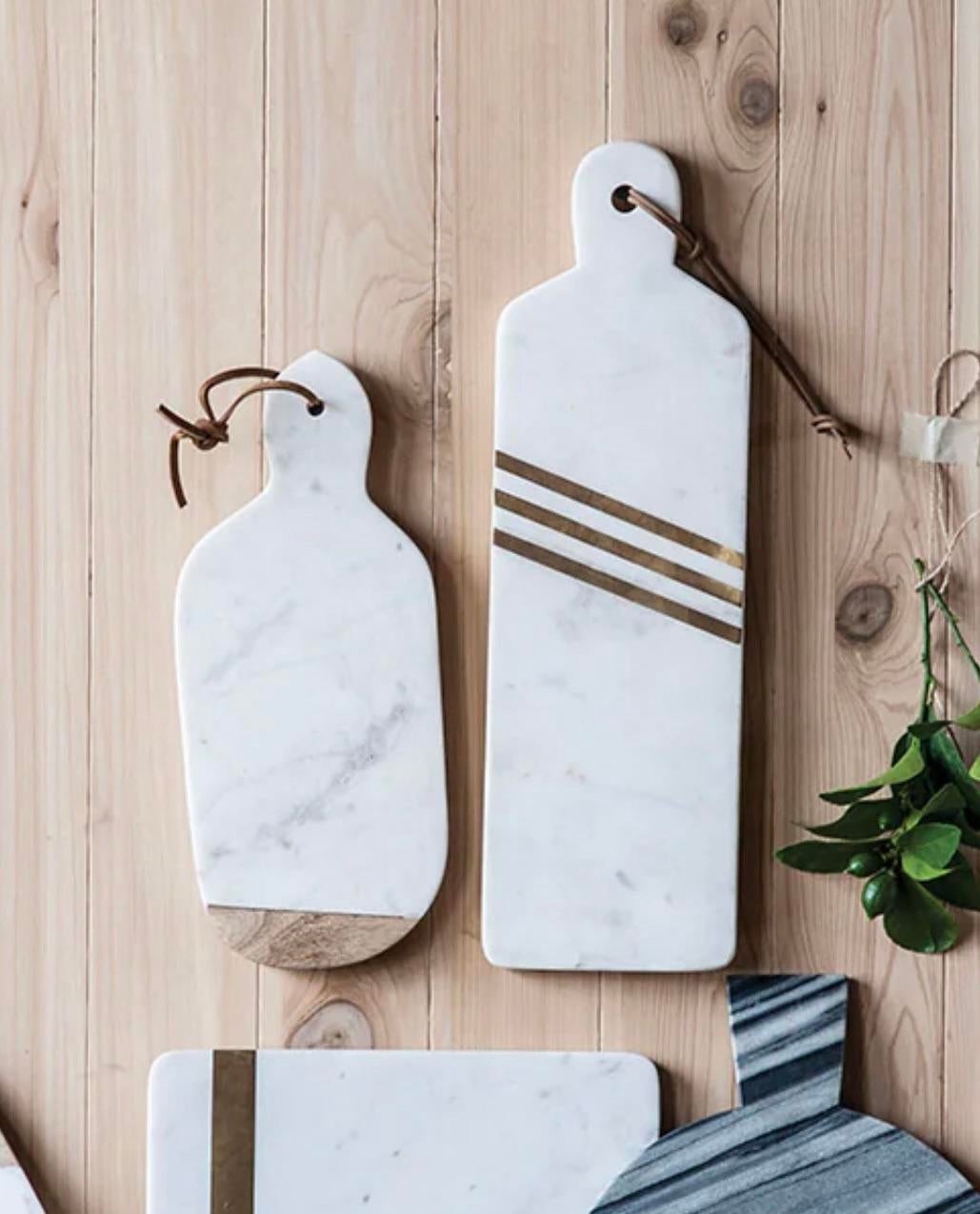 Matthew Izzo Home Marble With Brass Inlay Charcuterie Board