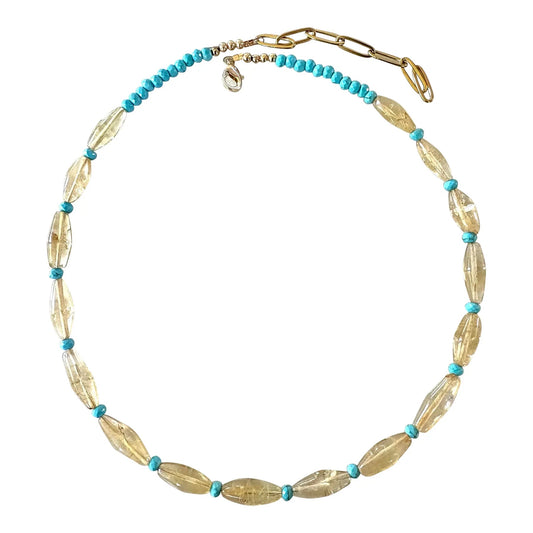 Collar de citrino y turquesa con cuentas, diseñado por Matthew