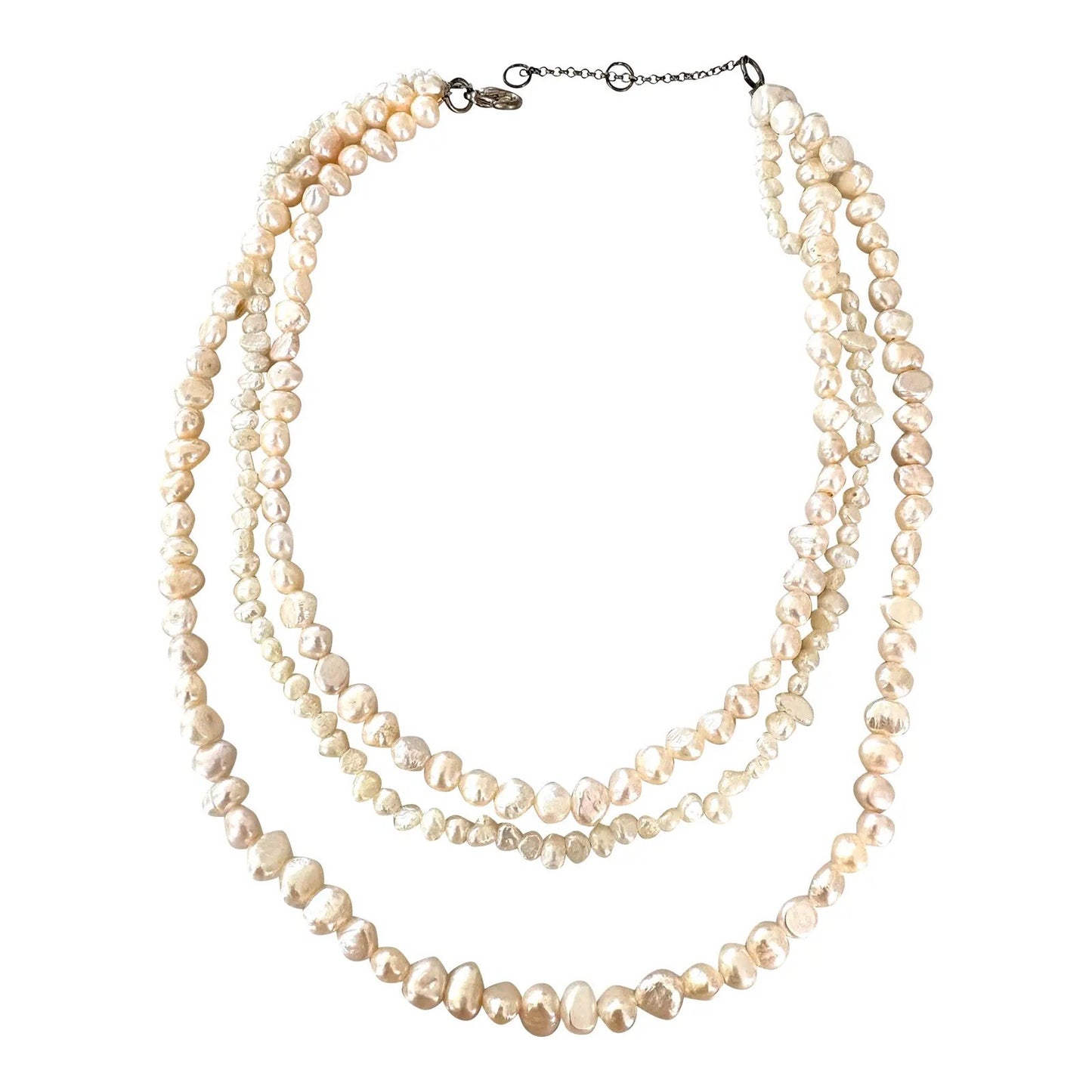 Stunning Three Strand Freshwater, Pearl Necklace