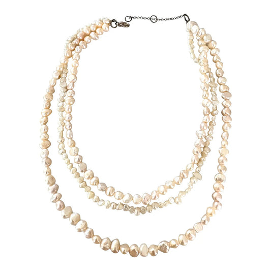 Stunning Three Strand Freshwater, Pearl Necklace