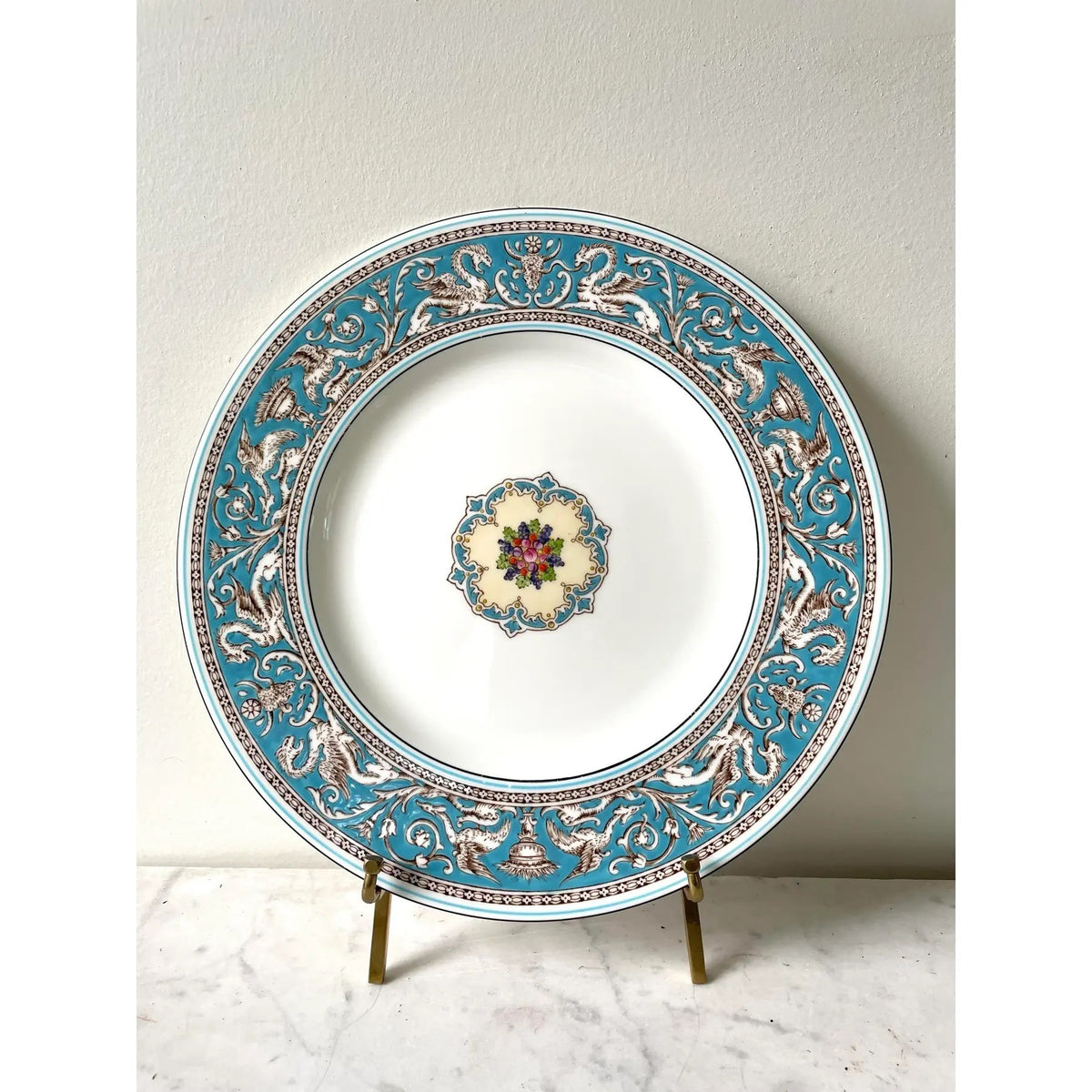 Wedgwood Florentine Dinner Plate, 10.75", Turquoise, Vintage