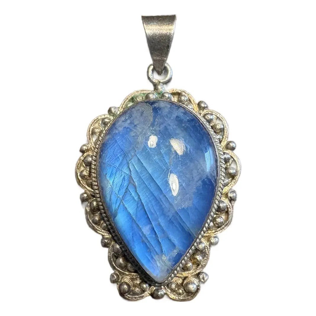 Sterling Silver Blue Labradorite Pendant - Stamped 925