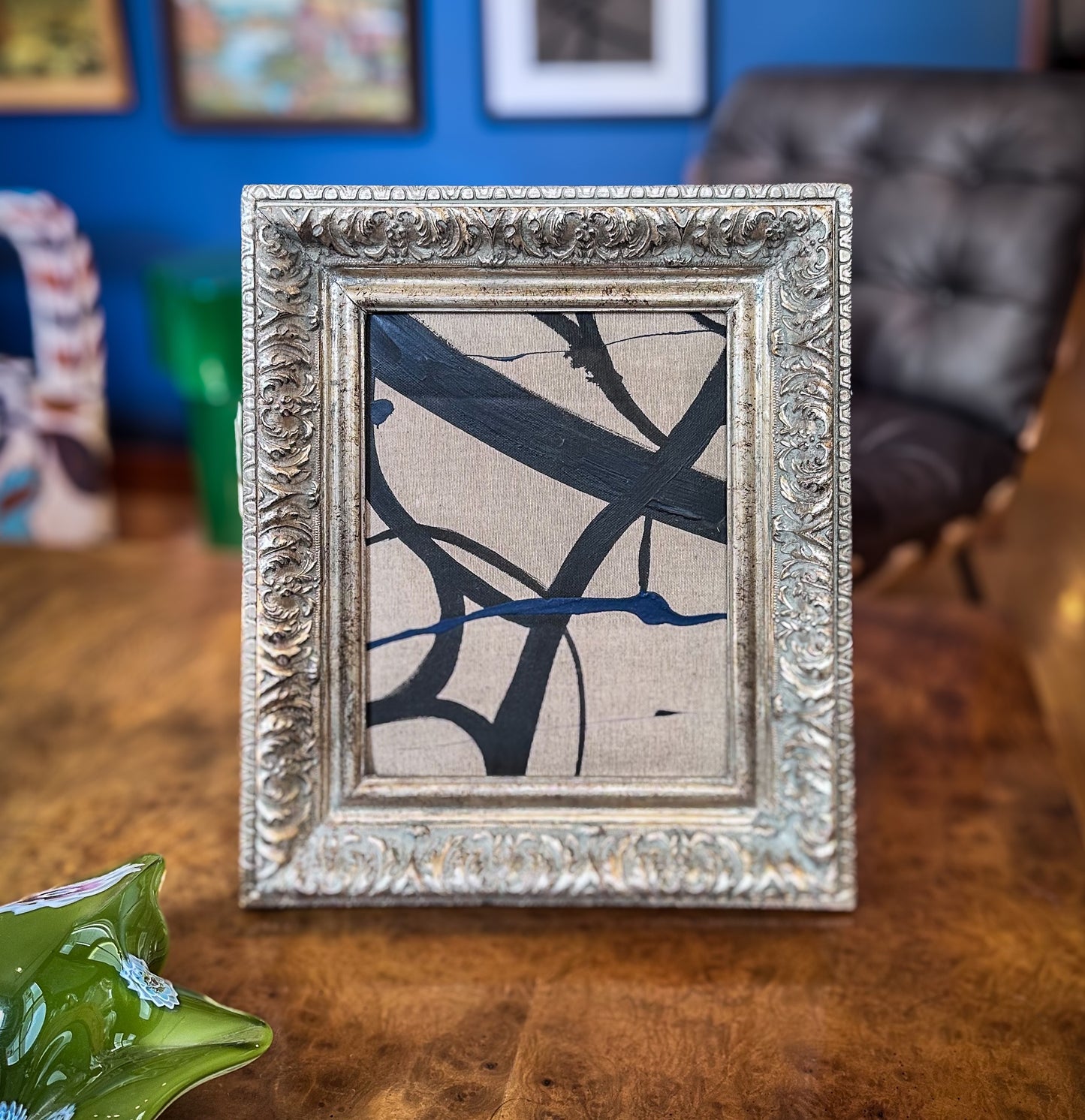 Paris Flea Market, Mid-Century, Modern Oil Painting on Canvas, Framed