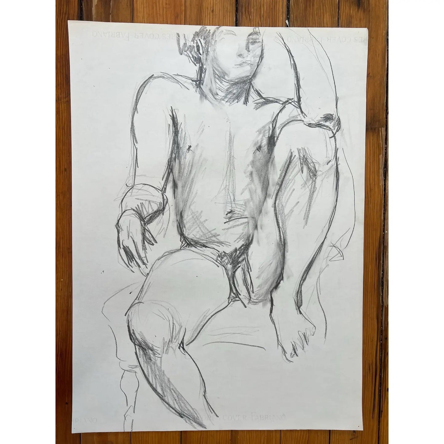 Barbara Beck Figurative Nude Charcoal Sketch on Paper 1970s