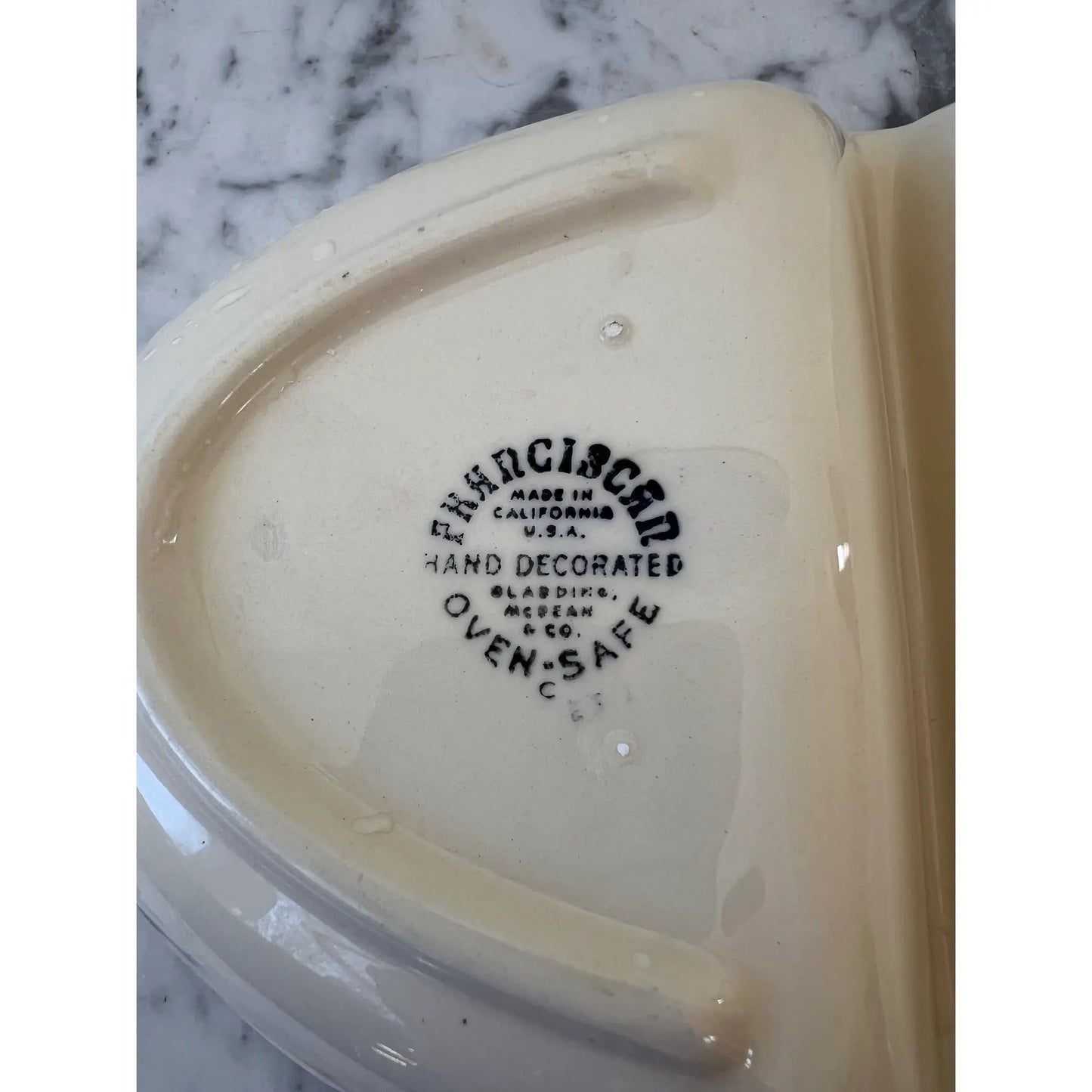 Franciscan Earthenware Pink & Green Floral, Oval Sectioned Serving Bowl - Oven Safe and Stamped