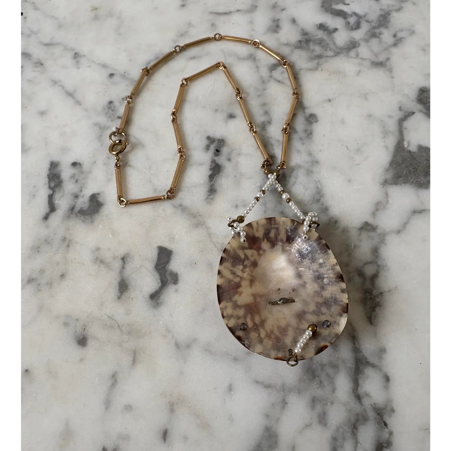 Pearls Over Shell Gold Plated Chain Necklace