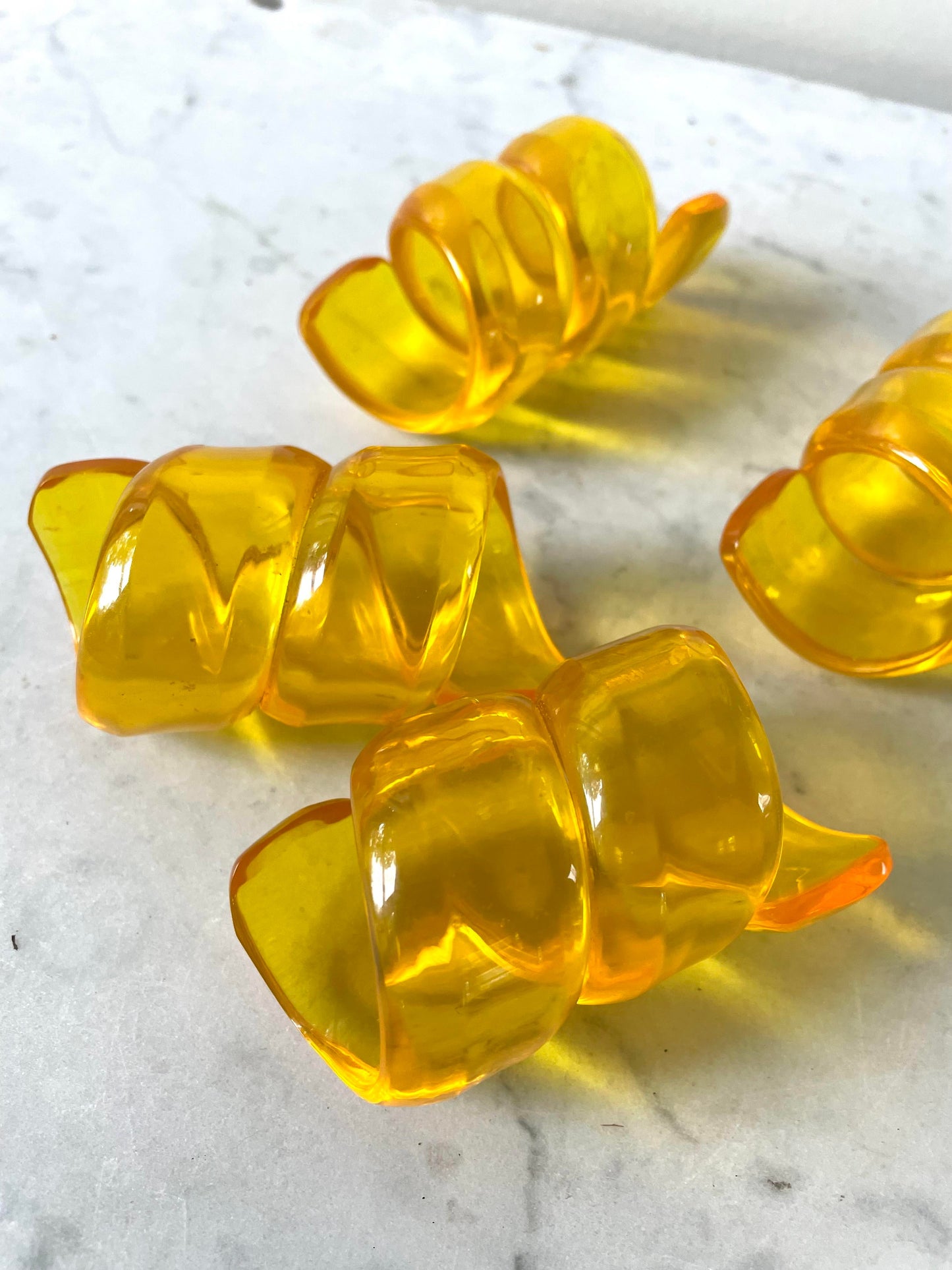 Vintage Yellow Acrylic Twist Napkins Rings