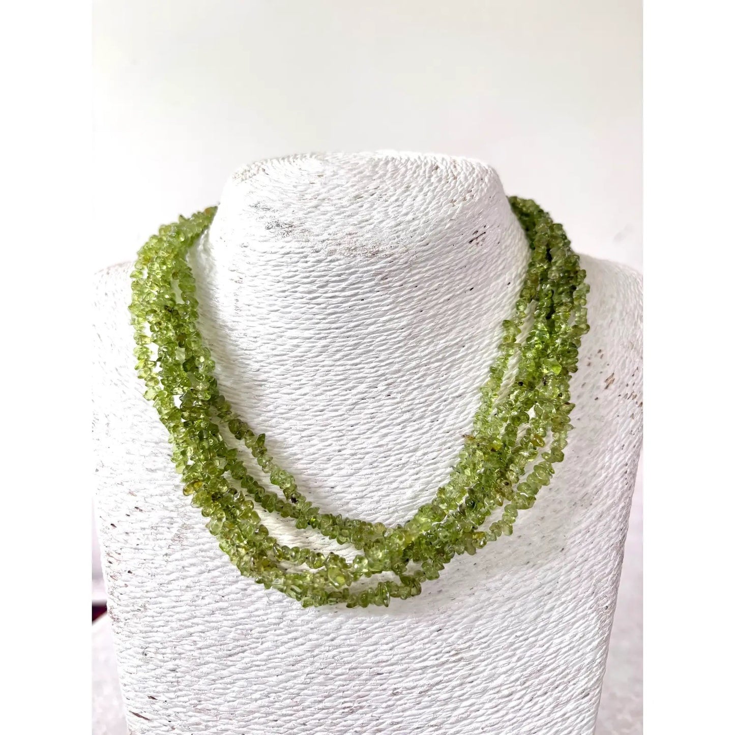 Vintage Multi Strand Peridot and Sterling Silver Necklace